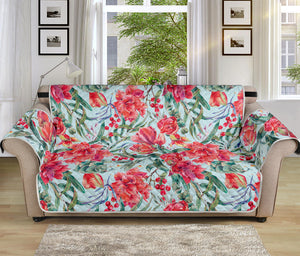 Red Amaryllis Pattern Print Sofa Protector