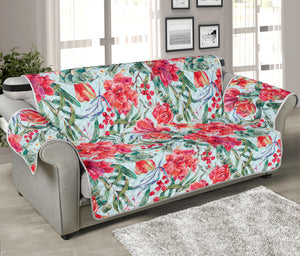 Red Amaryllis Pattern Print Sofa Protector