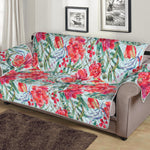 Red Amaryllis Pattern Print Sofa Protector