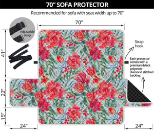 Red Amaryllis Pattern Print Sofa Protector