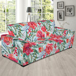 Red Amaryllis Pattern Print Sofa Slipcover