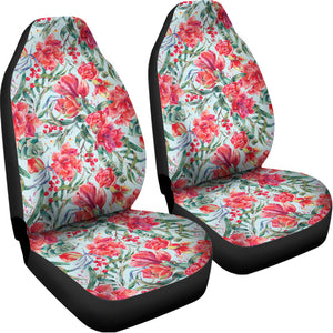 Red Amaryllis Pattern Print Universal Fit Car Seat Covers