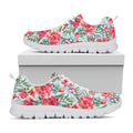 Red Amaryllis Pattern Print White Running Shoes