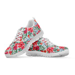 Red Amaryllis Pattern Print White Sneakers