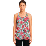 Red Amaryllis Pattern Print Women's Racerback Tank Top