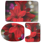 Red Amaryllis Print 3 Piece Bath Mat Set