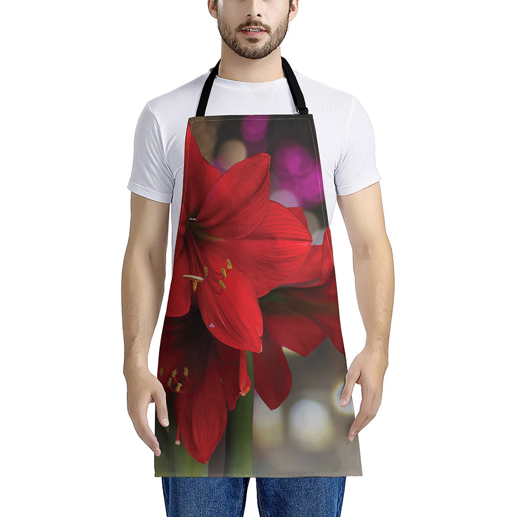 Red Amaryllis Print Apron