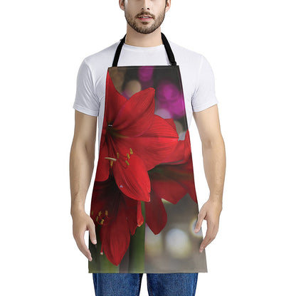 Red Amaryllis Print Apron