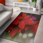 Red Amaryllis Print Area Rug