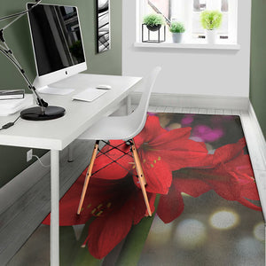 Red Amaryllis Print Area Rug