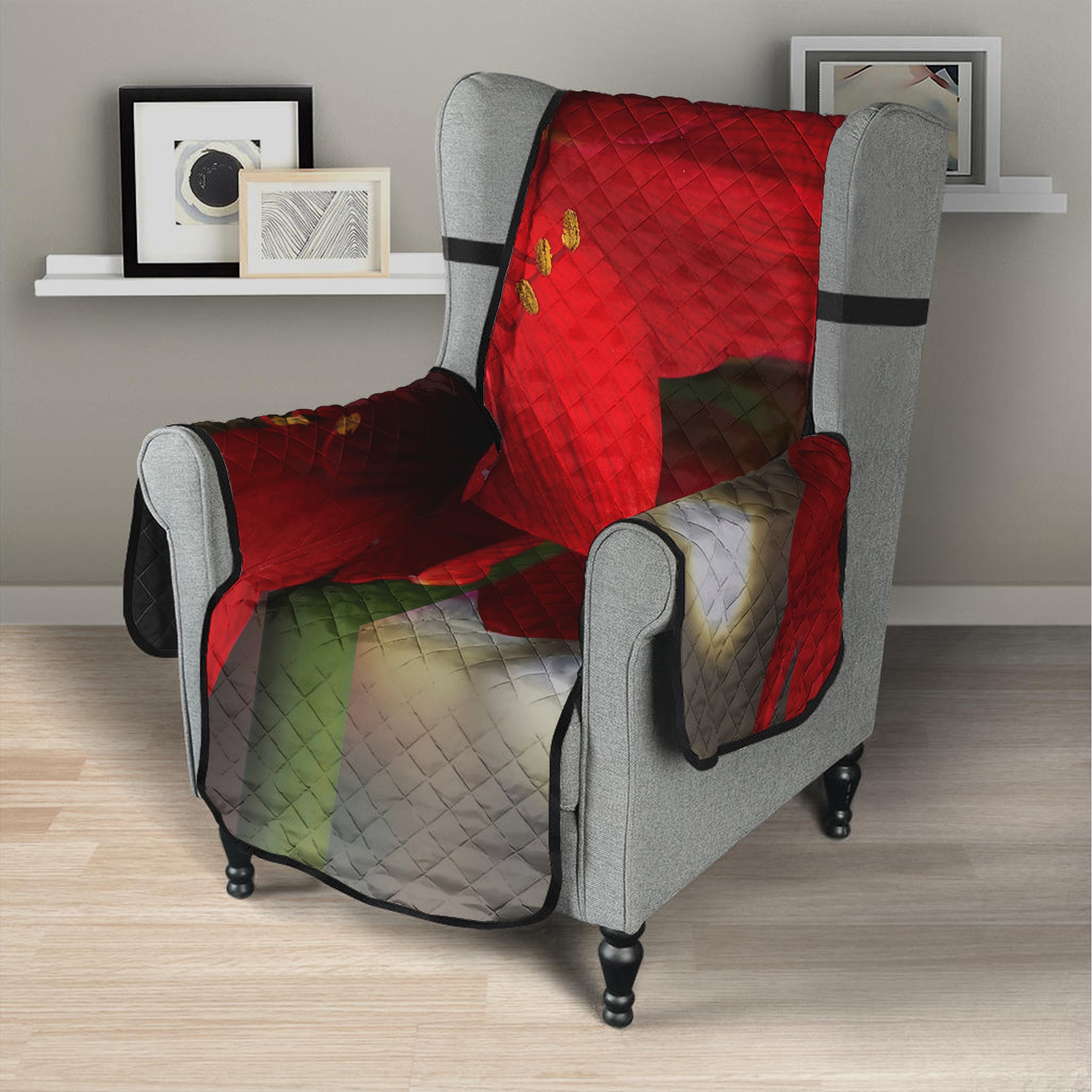 Red Amaryllis Print Armchair Protector