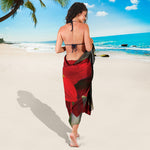 Red Amaryllis Print Beach Sarong Wrap