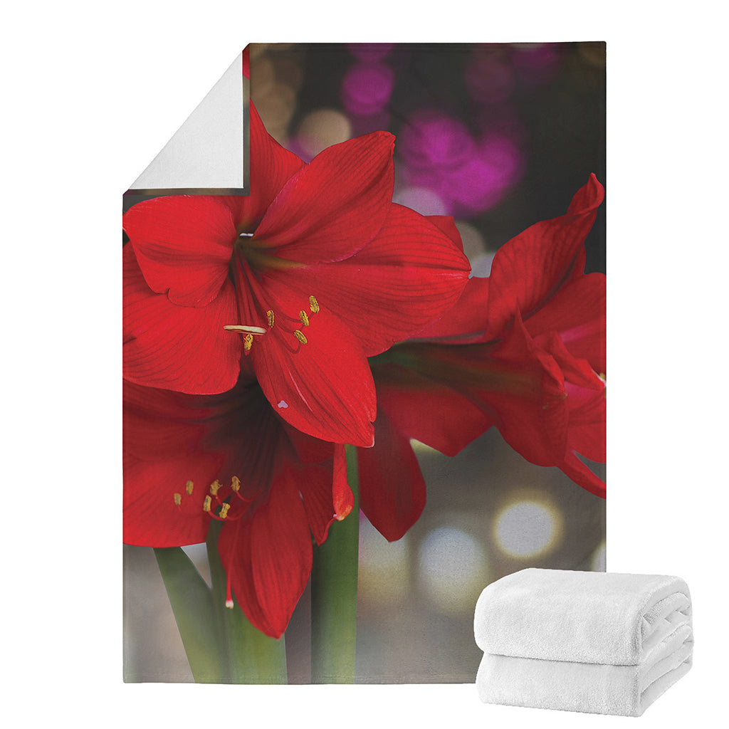 Red Amaryllis Print Blanket