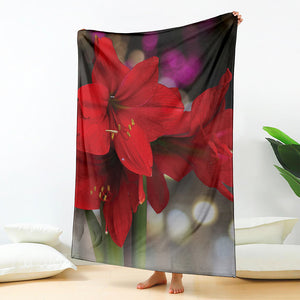 Red Amaryllis Print Blanket