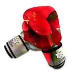 Red Amaryllis Print Boxing Gloves