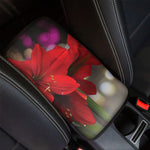 Red Amaryllis Print Car Center Console Cover