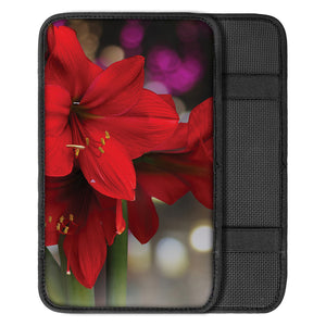 Red Amaryllis Print Car Center Console Cover