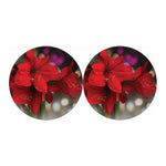 Red Amaryllis Print Car Coasters