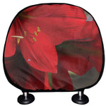 Red Amaryllis Print Car Headrest Covers