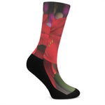 Red Amaryllis Print Crew Socks