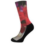 Red Amaryllis Print Crew Socks