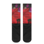 Red Amaryllis Print Crew Socks