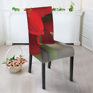 Red Amaryllis Print Dining Chair Slipcover