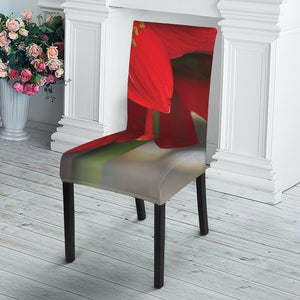 Red Amaryllis Print Dining Chair Slipcover