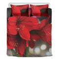 Red Amaryllis Print Duvet Cover Bedding Set