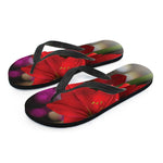 Red Amaryllis Print Flip Flops