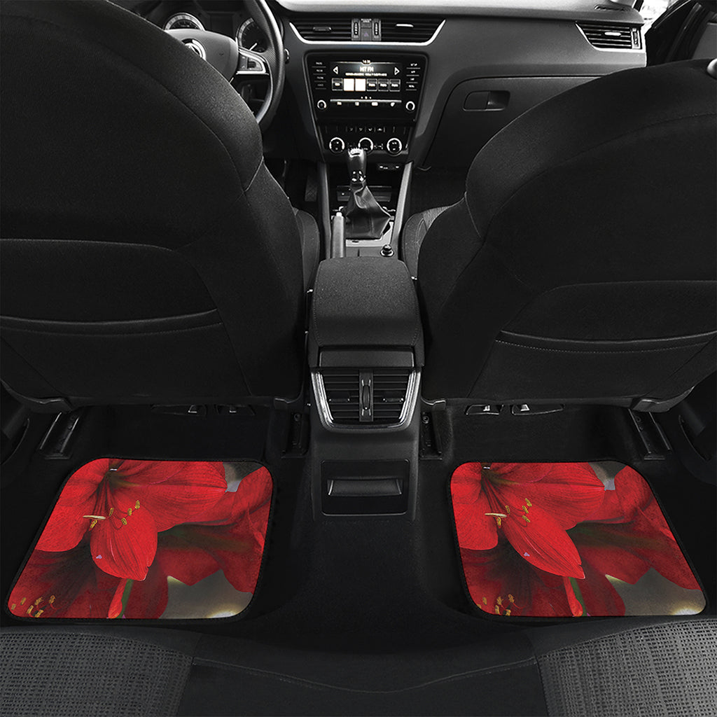 Red Amaryllis Print Front and Back Car Floor Mats