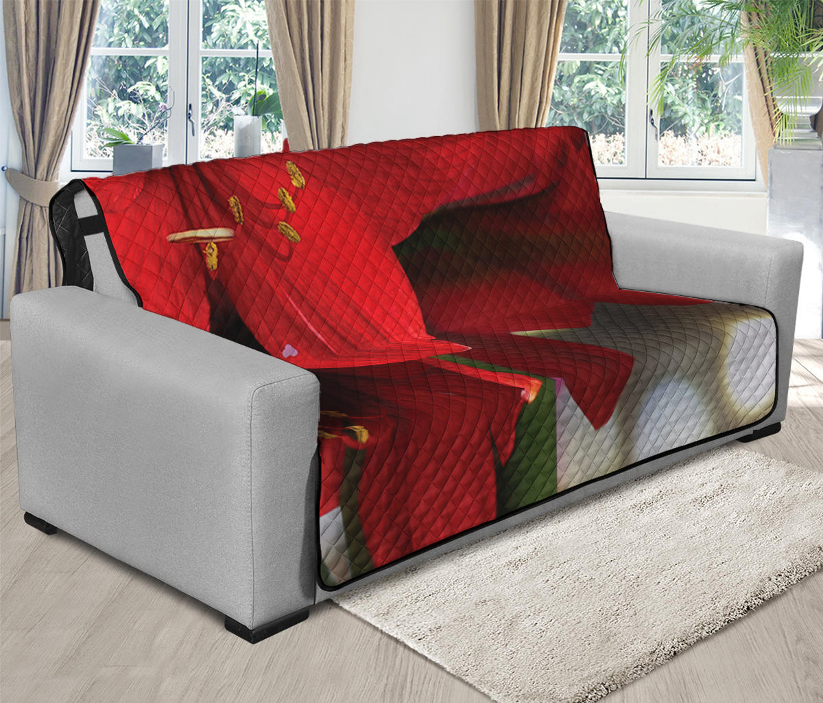 Red Amaryllis Print Futon Protector