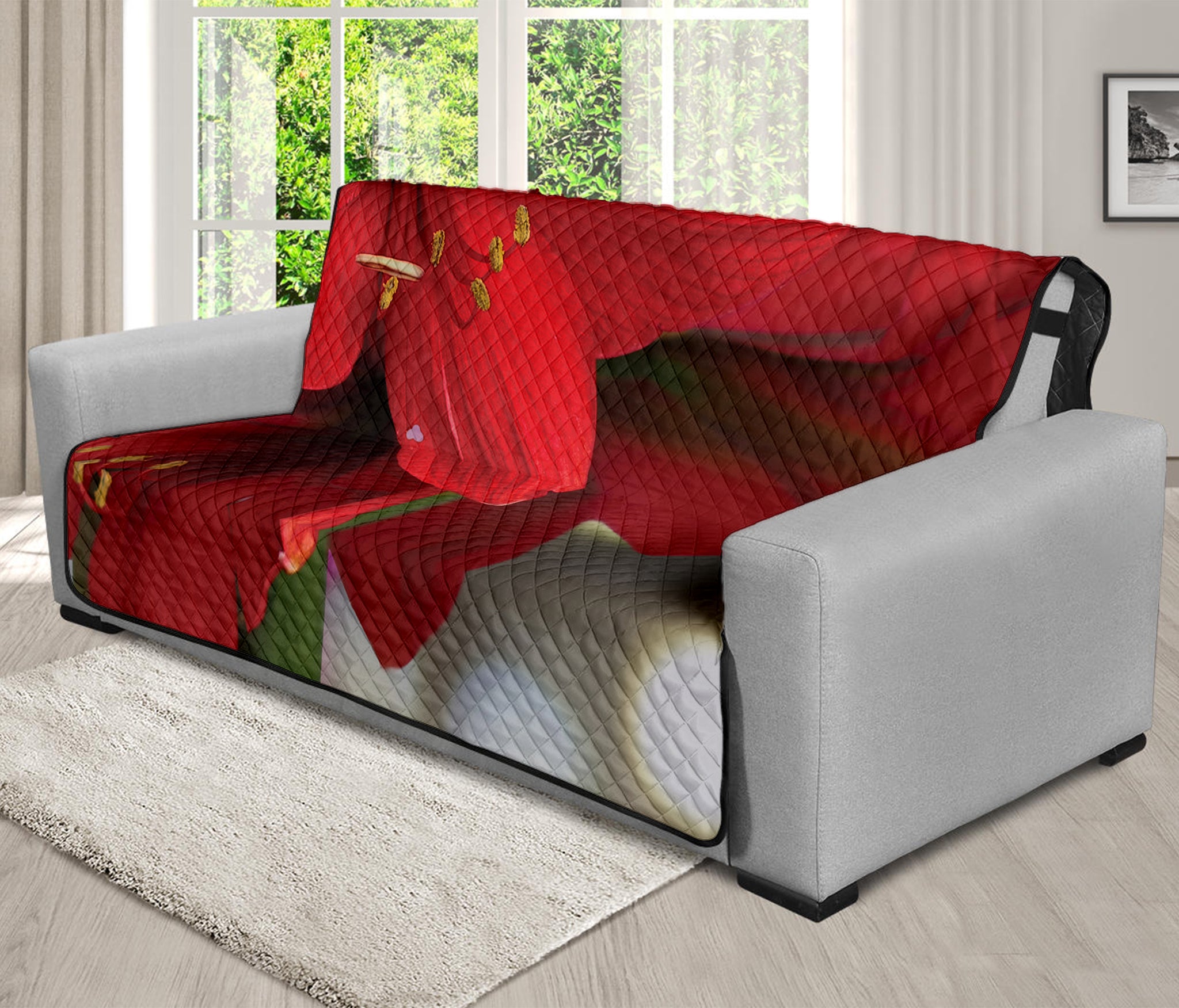 Red Amaryllis Print Futon Protector