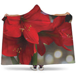 Red Amaryllis Print Hooded Blanket