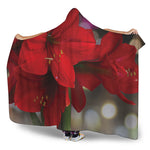 Red Amaryllis Print Hooded Blanket