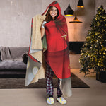 Red Amaryllis Print Hooded Blanket