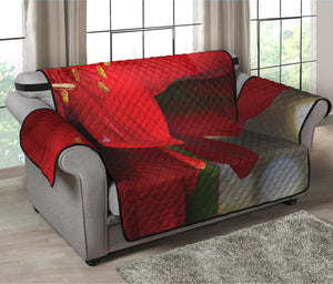 Red Amaryllis Print Loveseat Protector