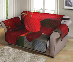 Red Amaryllis Print Loveseat Protector