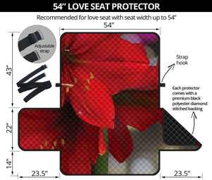 Red Amaryllis Print Loveseat Protector