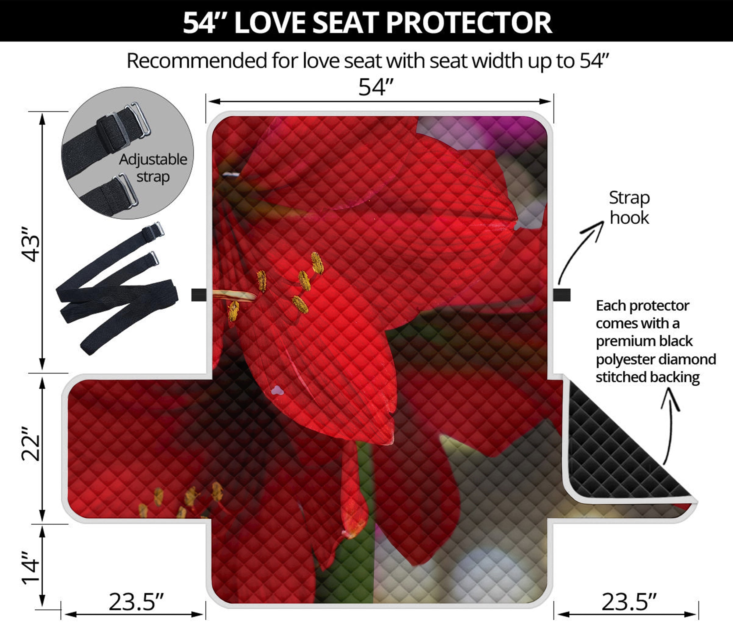 Red Amaryllis Print Loveseat Protector