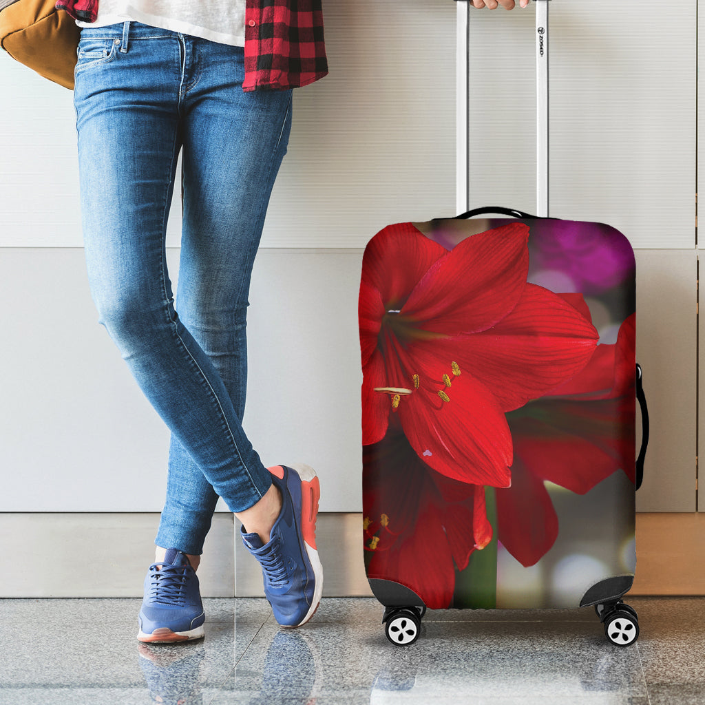 Red Amaryllis Print Luggage Cover