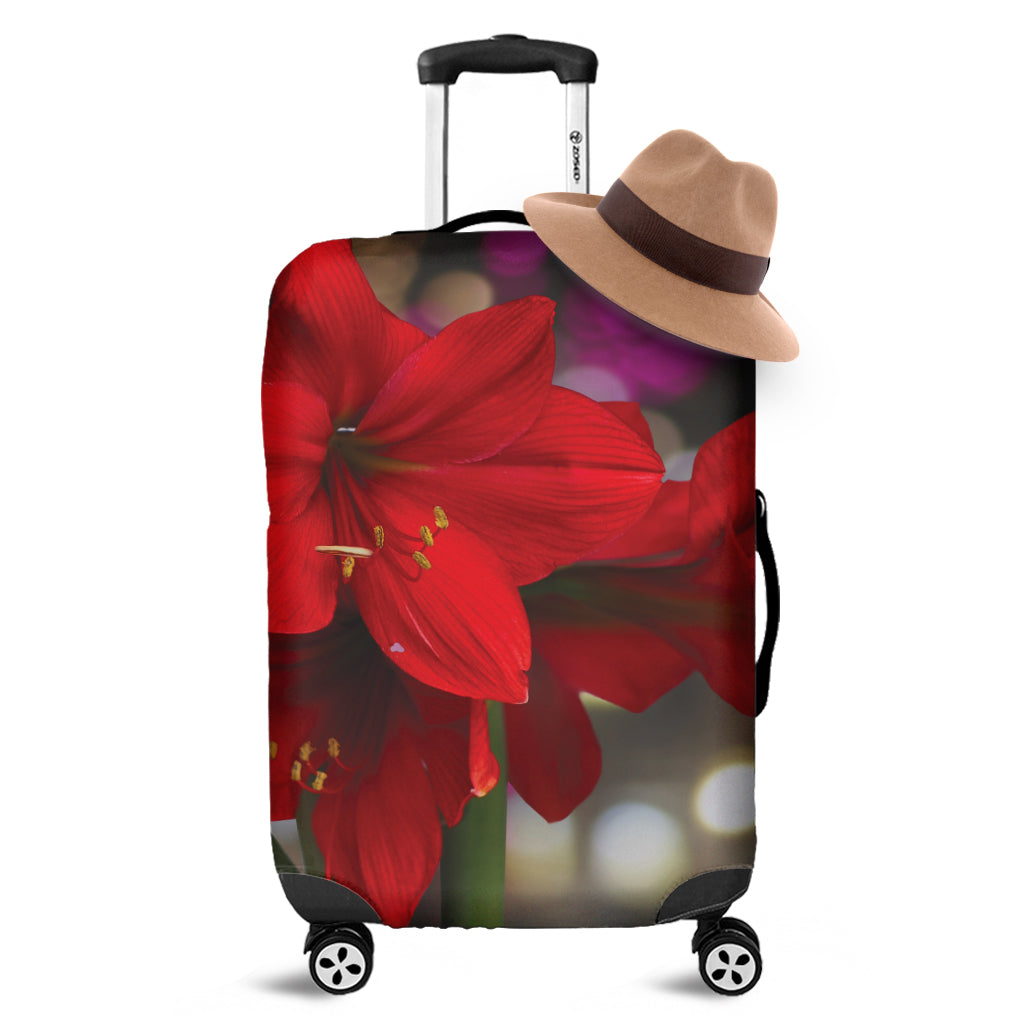 Red Amaryllis Print Luggage Cover