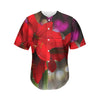 Red Amaryllis Print Men's Baseball Jersey