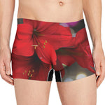 Red Amaryllis Print Men's Boxer Briefs