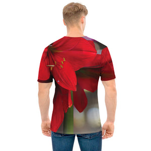 Red Amaryllis Print Men's T-Shirt