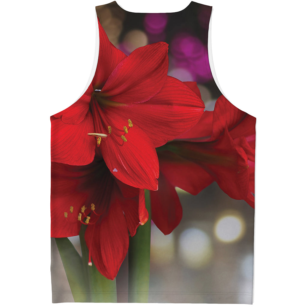 Red Amaryllis Print Men's Tank Top