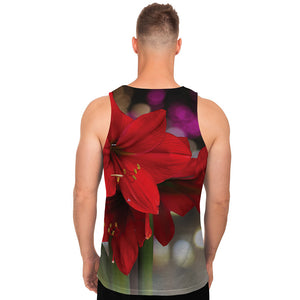 Red Amaryllis Print Men's Tank Top