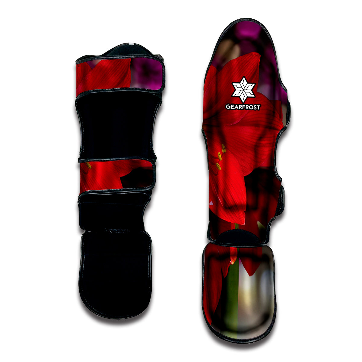 Red Amaryllis Print Muay Thai Shin Guard