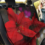 Red Amaryllis Print Pet Car Back Seat Cover