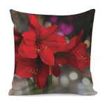 Red Amaryllis Print Pillow Cover